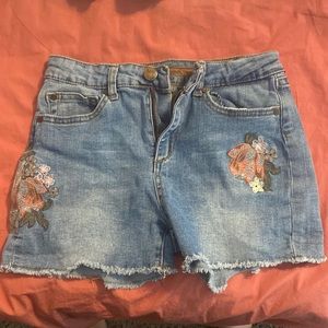 Embroidered Jean Shorts